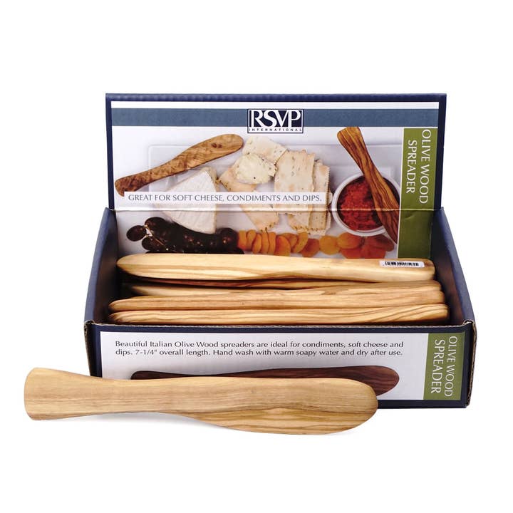 Olive Wood Spreaders - 12 Pc Cdu for wholesale by RSVP International