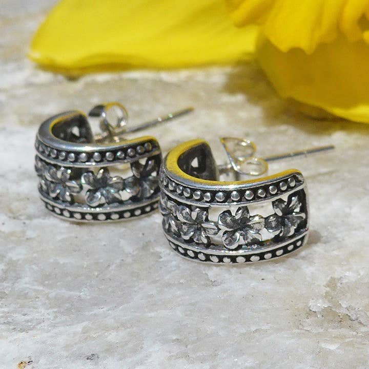 *Sale* Petite Fleur Earrings - Sterling Silver, Indonesia for wholesale by Women's Peace Collection