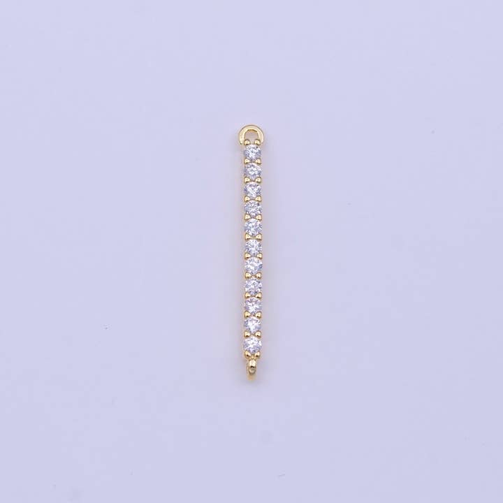 24K Gold Filled Mini Micro Paved Clear CZ Tag Line Bar Gold Charm | Y-652 for wholesale by Aim Eternal