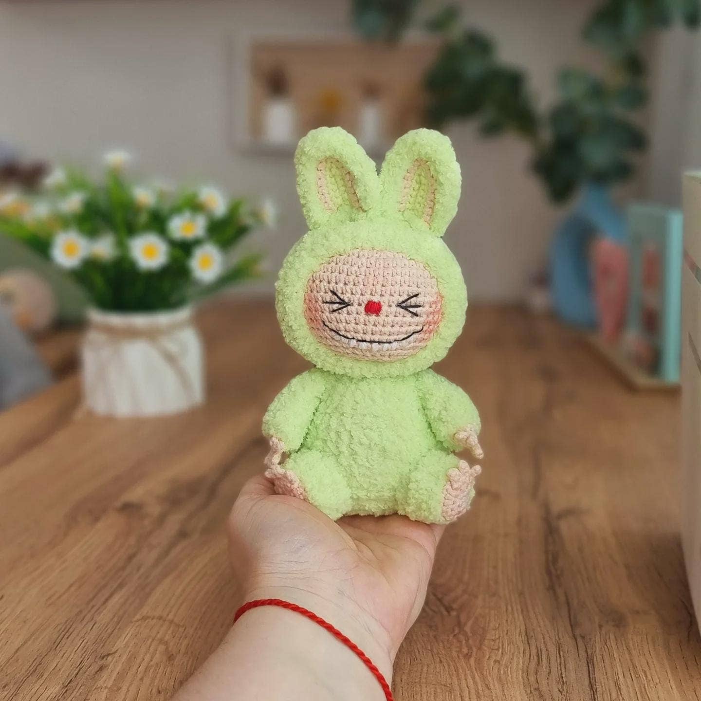 TOMOPOD LLC - Wholesale Christmas Decoration - Crochet Smiling Bunny, Handmade Labubu Decor Desk, Cute Gift4