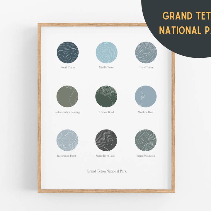 Stampa del Parco Nazionale del Grand Teton | Poster del Parco Nazionale per la vendita all'ingrosso da parte di Map Maiden