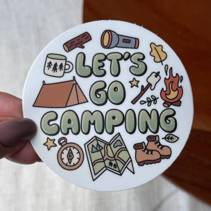 Let's Go Camping Sticker for wholesale by Big Moods
