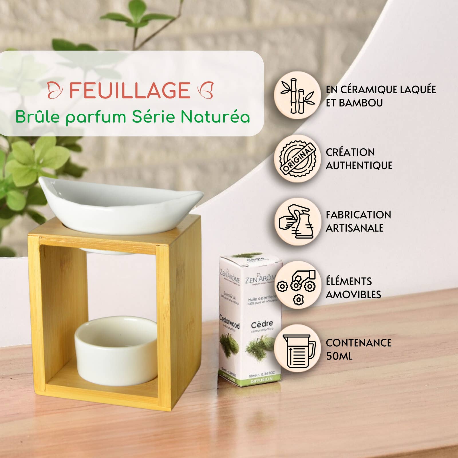 Zen'Arôme - Wholesale Oil Warmer - Bamboo Foliage Ceramic Wax and Melter Warmer1