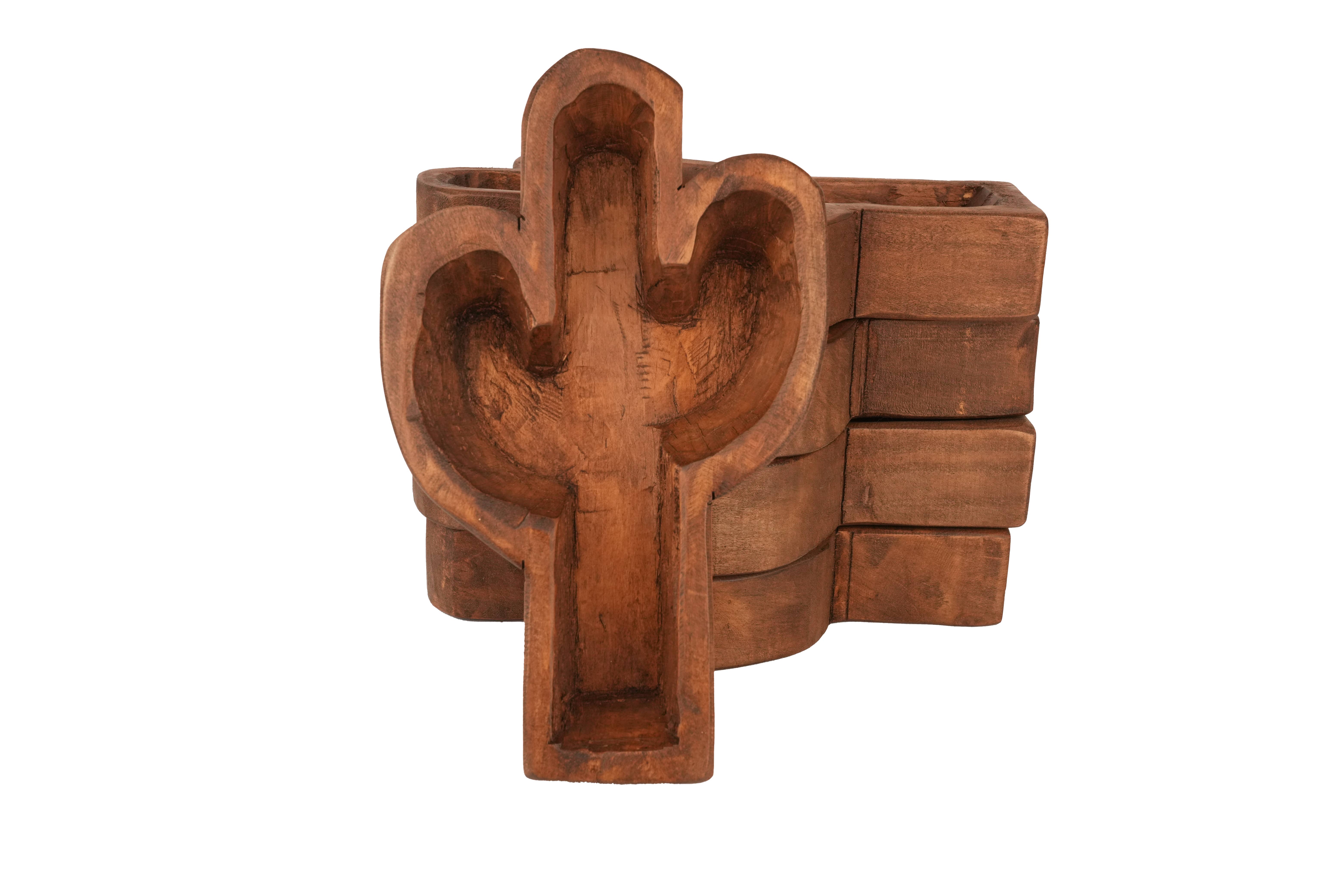 My Amigos Imports - Wholesale Candle Holder - Mini Cactus Bowl-7 x 12-Carved-Candle Ready-Mini Cactus17