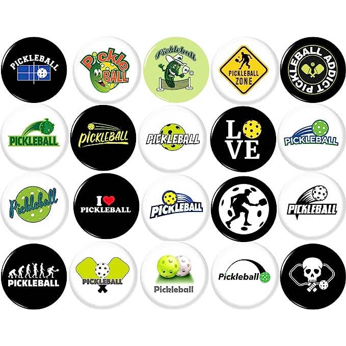 Pinbax Express - Wholesale Lapel Pin/Button - Pickleball x 20 1"inch (25mm) pins buttons sports teams game