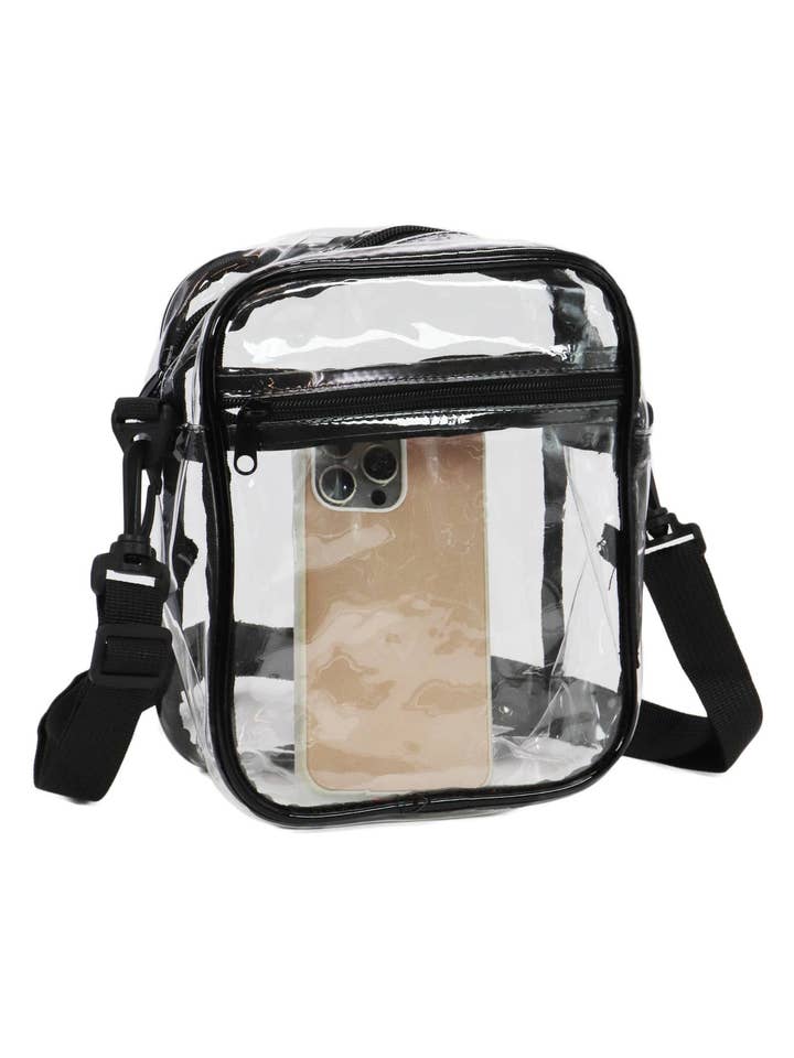 Large Clear Pvc Crossbody Messenger Bag - 8.5 Inch for wholesale by Cap Zone