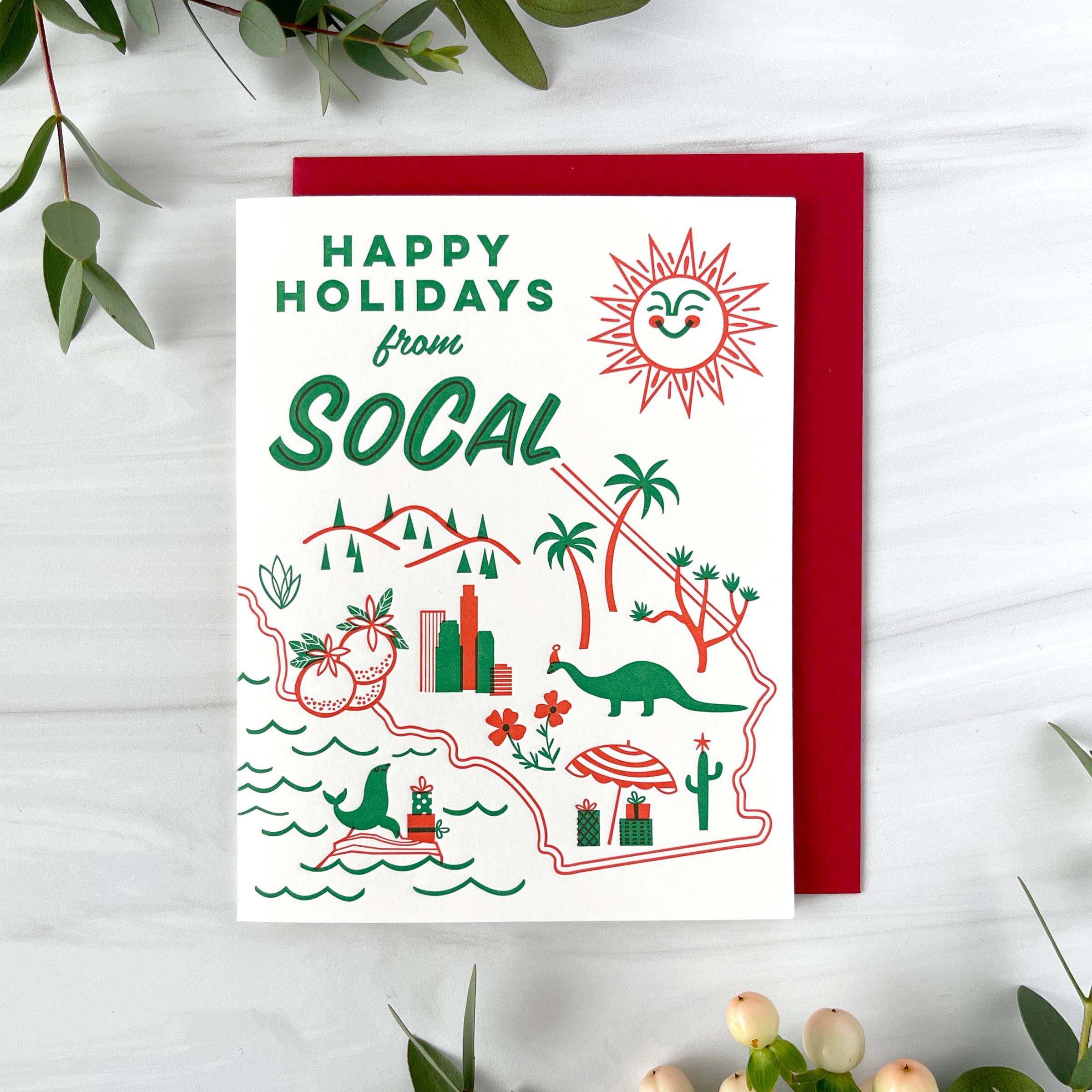 Paper Parasol Press - Wholesale Season's Greetings Card - Happy Holidays from SoCal (Box Set of Six)1