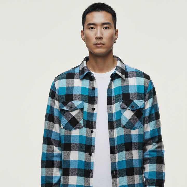 #7 Camisa de franela de manga larga con cuadros de búfalo de venta al por mayor en Faire