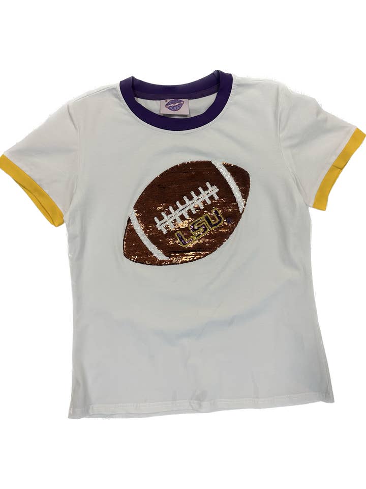 Sparkle City - Wholesale Screen Printed T-Shirt - Women's - LSU Football Ringer