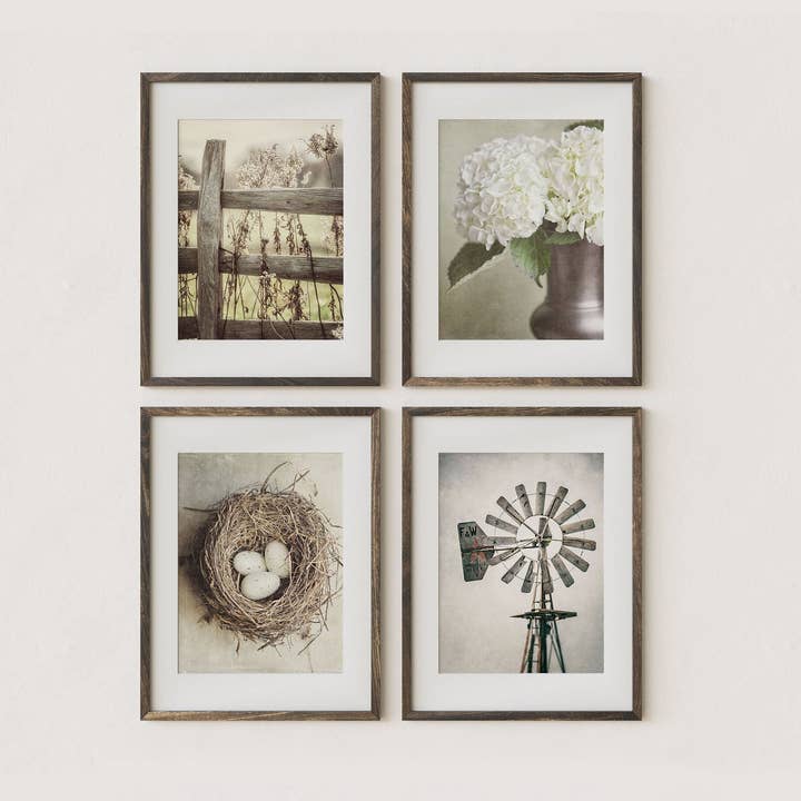 Neutral Country Cottage | Art Prints Set of 4 for wholesale by Lisa Russo Fine Art