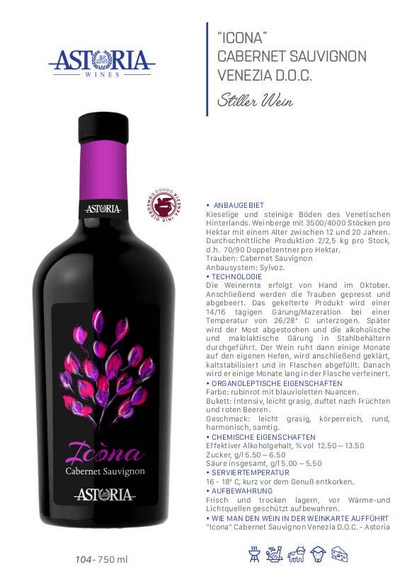 Metina SAS - Wholesale Red Wine - Cabernet Sauvignon Icòna Veneto IGT Astoria Demi 37.5 cl.2