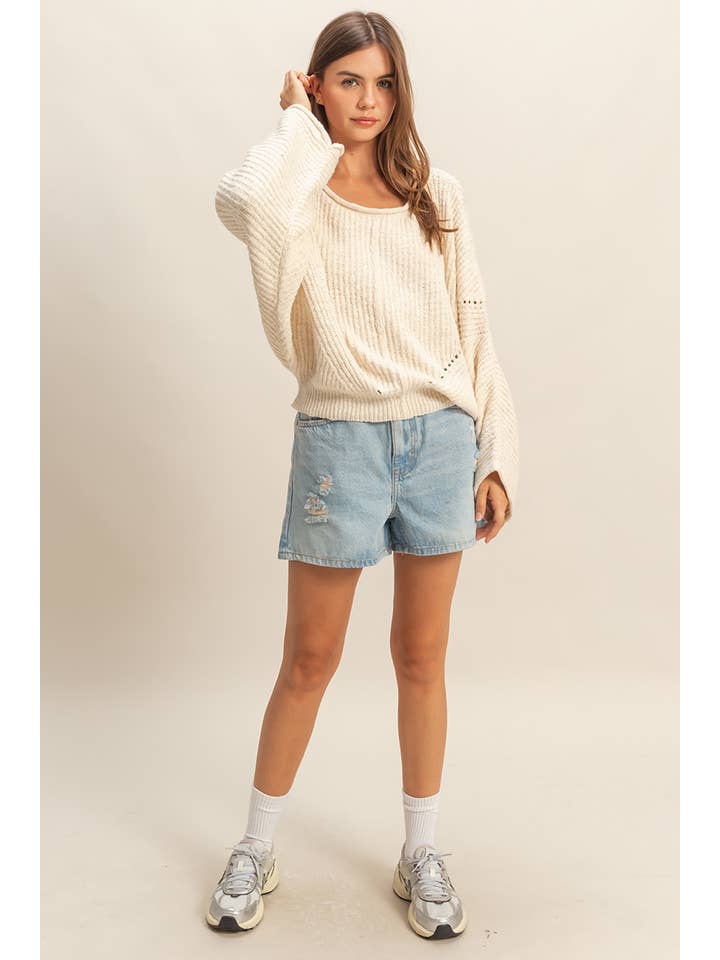 HYFVE - Wholesale Knit Sweater - Women's - Ribbed Drop Sleeve Sweater9