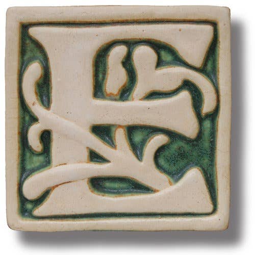 Whistling Frog Tile Inc. - Wholesale Wall Tile - Letter E Tile, William Morris Style 4x4"2