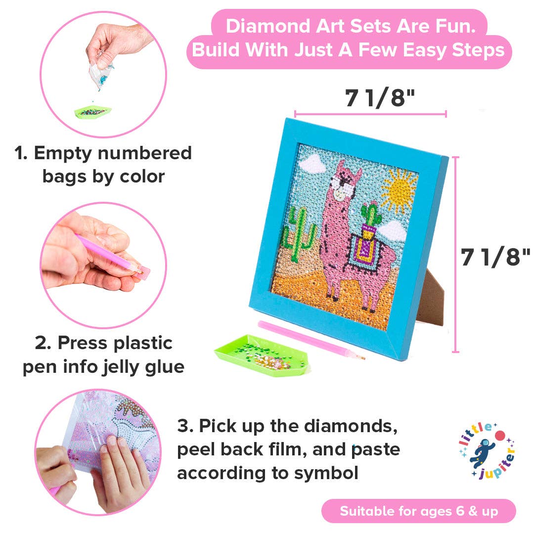 AYK Brand - Venta al por mayor Kit de manualidades - Niños - Juego de kit de arte con diamantes de 7 1/8 pulgadas x 7 1/8 pulgadas con marco (llama con marco azul)2
