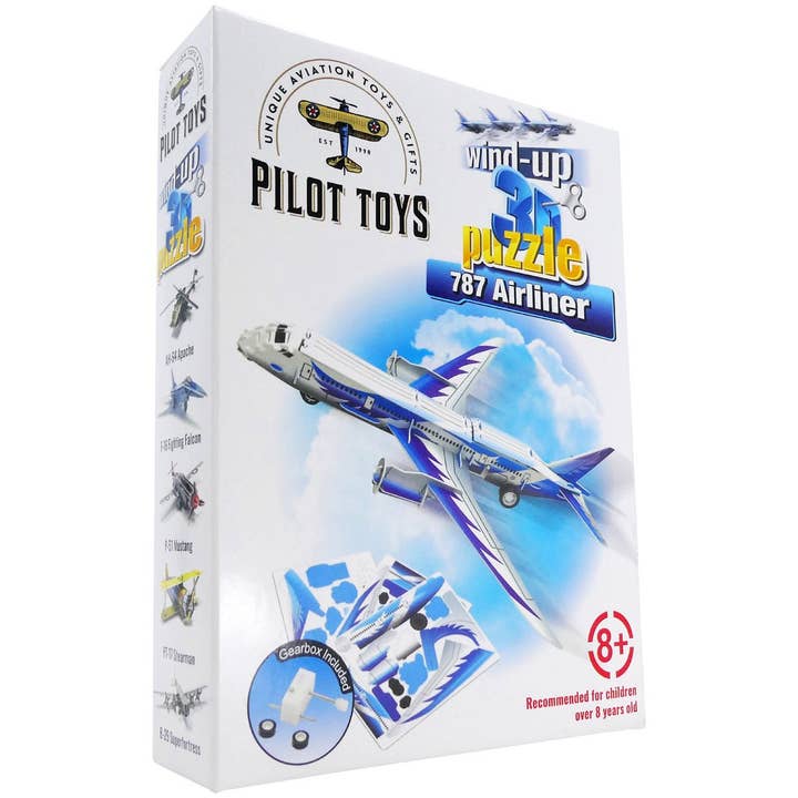 Pilot Toys – wholesale Pussel - Barn – 12 flygplan Wind-Up 3D-pussel med displaybox