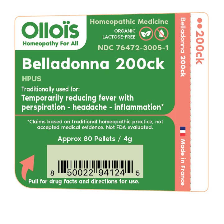 Ollois - Wholesale Oral Supplement/Vitamin - Olloïs Belladonna 200CK Vegan Organic Kosher, 80 Pellets1