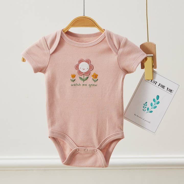 Baby Flower Pattern Bodysuits, Pack of 3 for wholesale by Lollipop Dreams