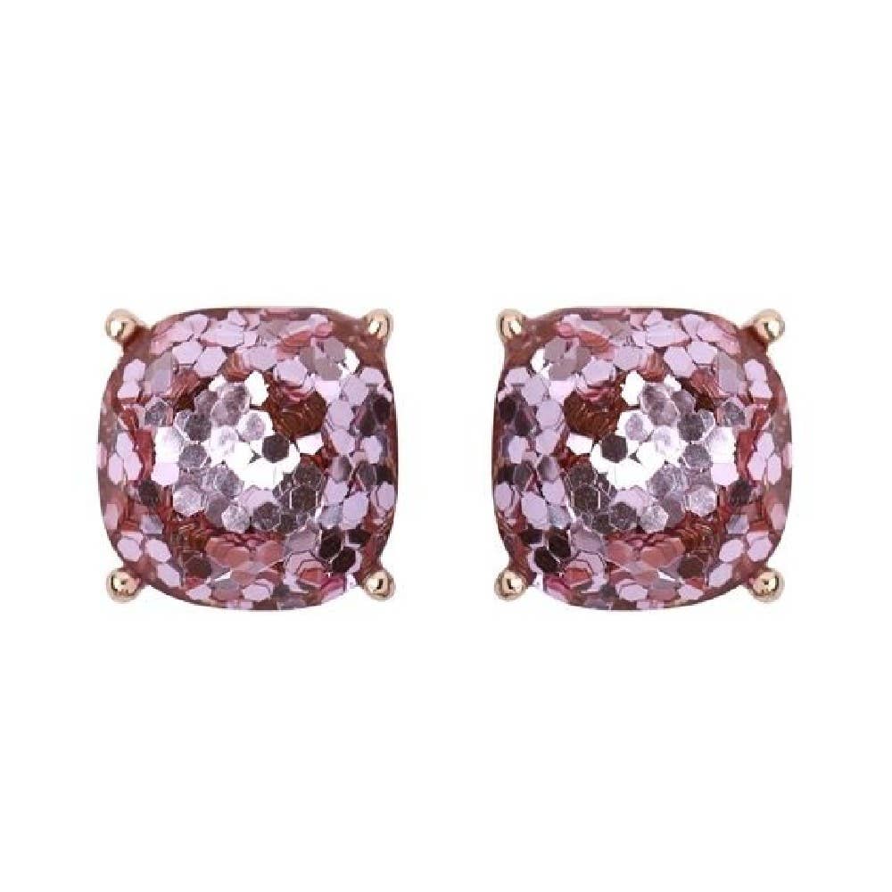 DOBBI - Wholesale Stud/Post Earrings - FACETED GLITTER CUSHION ACRYLIC POST EARRINGS5