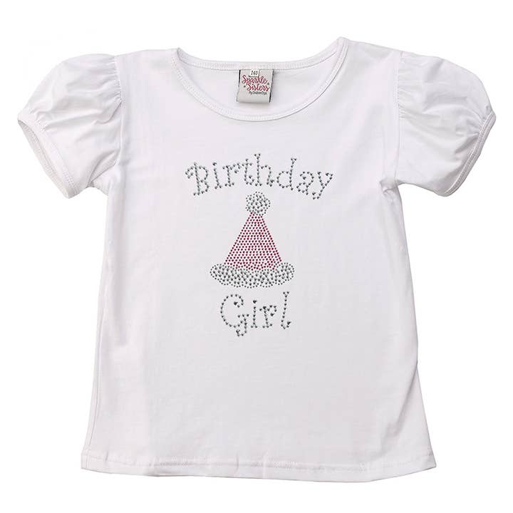 Studded Birthday Girl puff sleeve tee for wholesale by Sparkle Sisters by Couture Clips