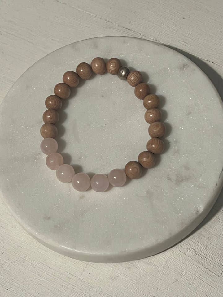 8mm Rosenquarz und Palisander Diffusor Armband für den Großhandel von Inspiration Beads
