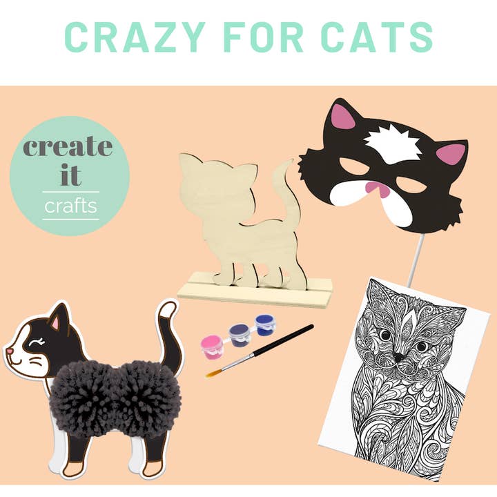 Create It Crafts - Wholesale DIY Craft Kit - Kids - Crazy for Cats Craft Kit