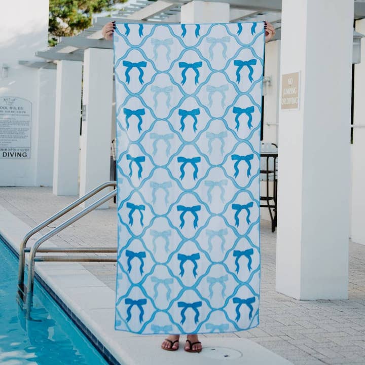 Toalla de microfibra al por mayor Blue Bow para venta al por mayor de Katydid