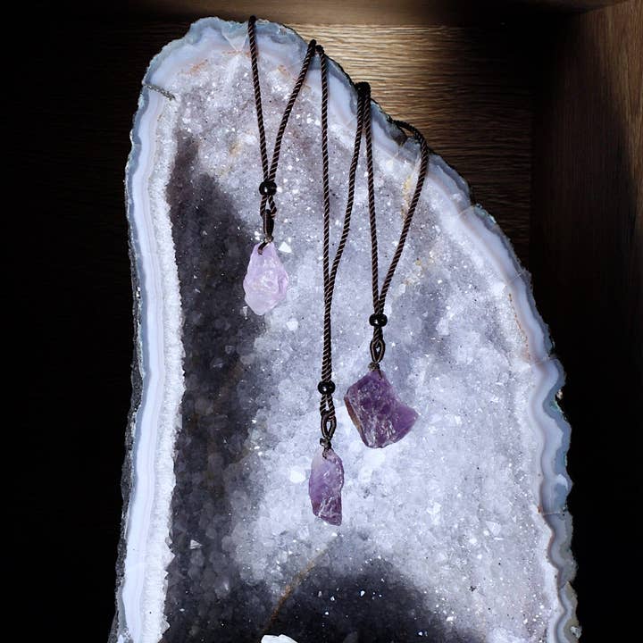Amethyst Raw Necklace (Crystals & Stones) for wholesale by Pebble House