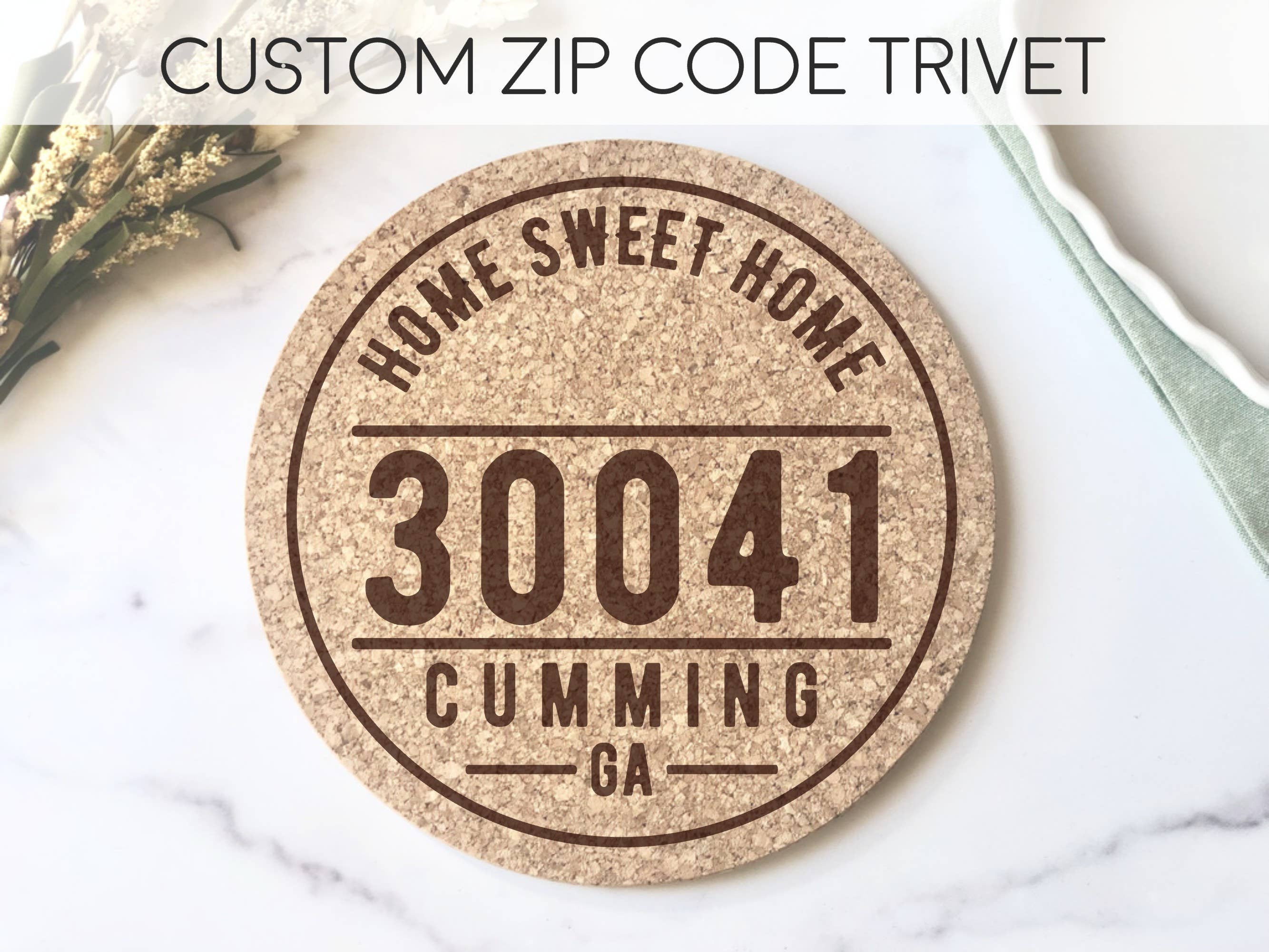 The Lillie Pad - Wholesale Trivet - Custom Zip Code and City Cork Trivet Hot Pad - Circle0