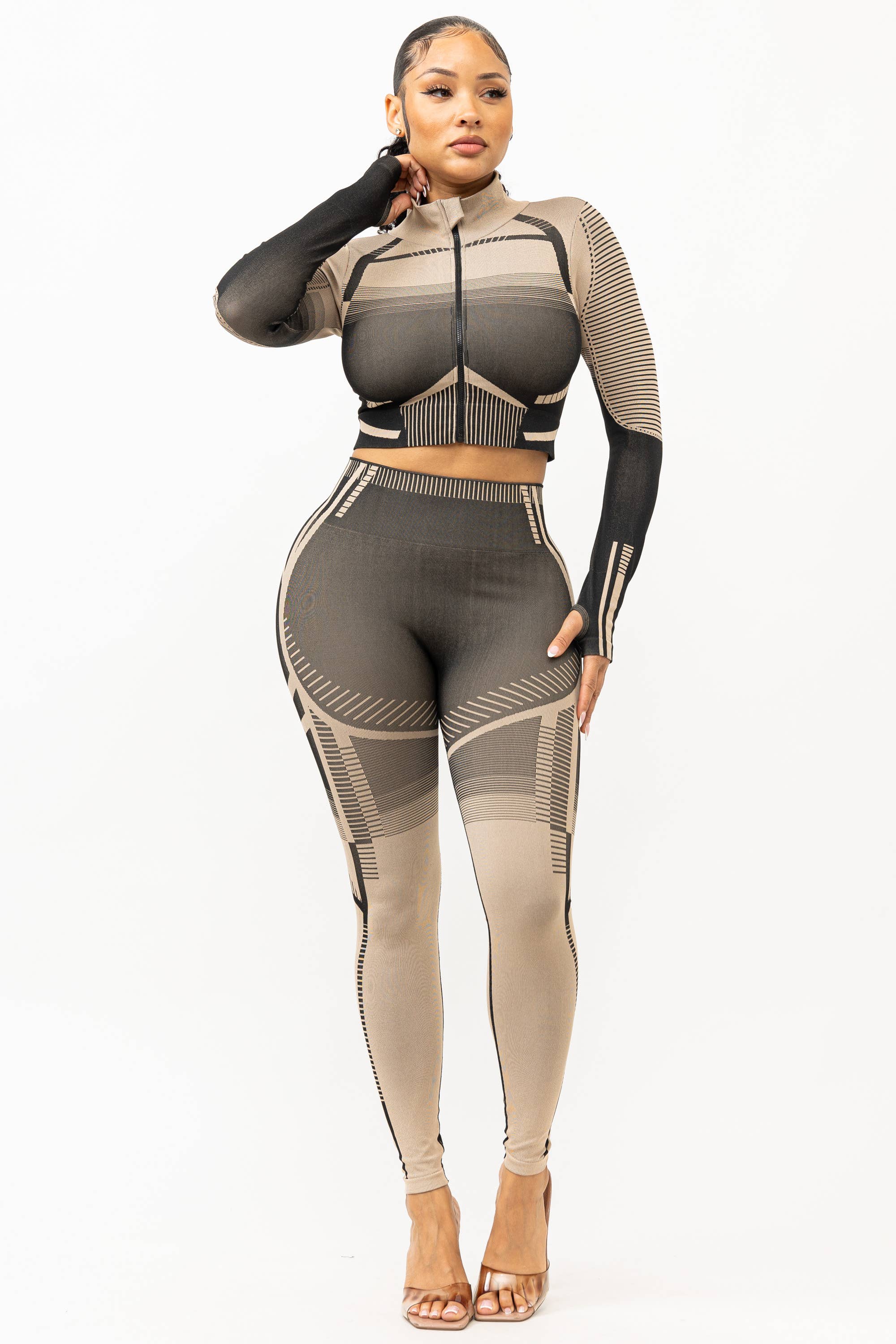 Boswell - Wholesale Activewear Set - Women's - SEAMLESS MOCK NECK TRACK SUIT SET9