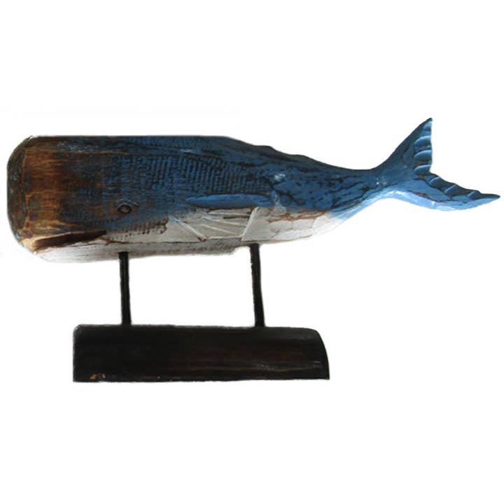 18" Wood Whale Figure on Stand for wholesale by CB Home Collection