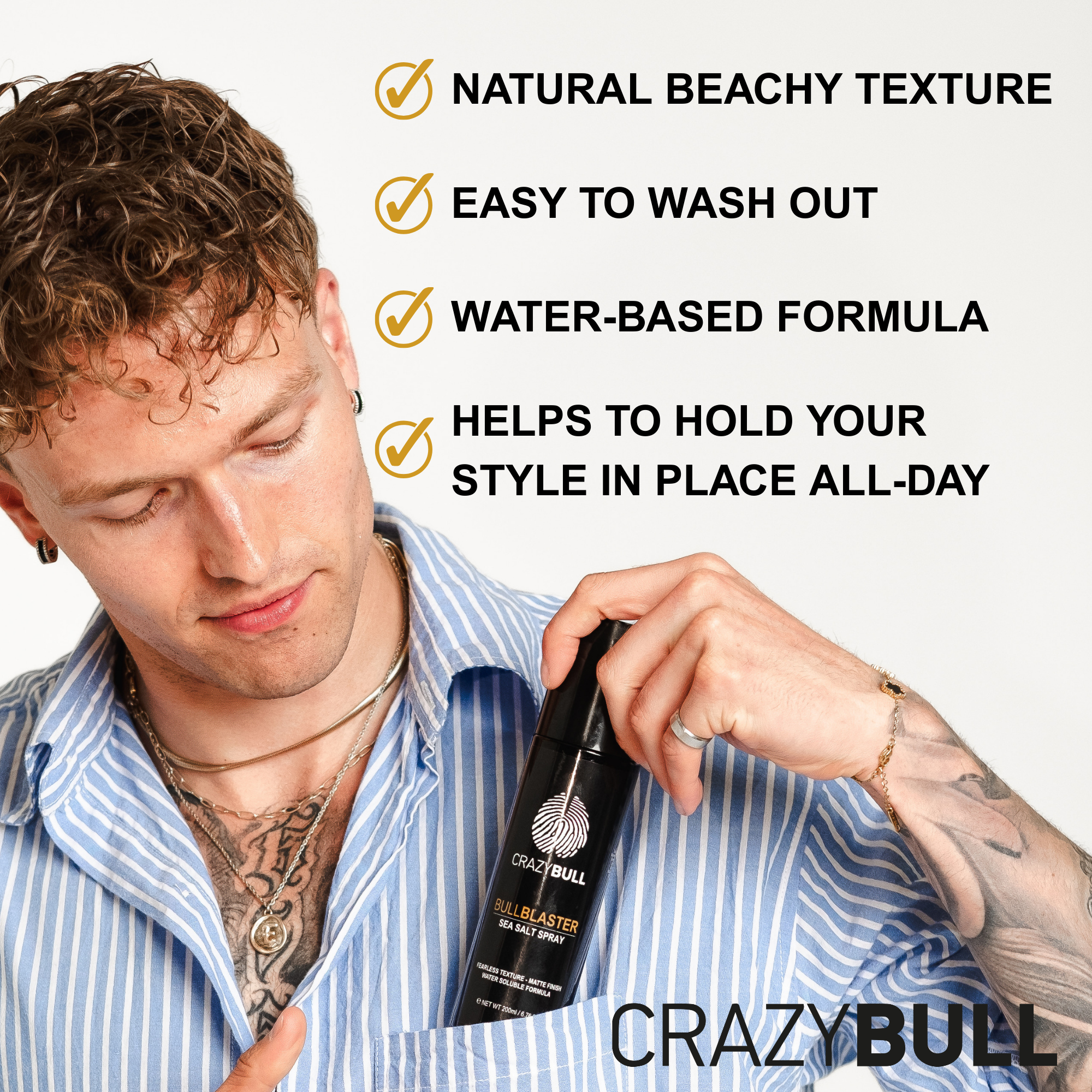 CRAZY BULL HAIR PRODUCTS - Wholesale Hair Spray - Crazy Bull Sea Salt Hair Grooming Volume Spray (Individual)8