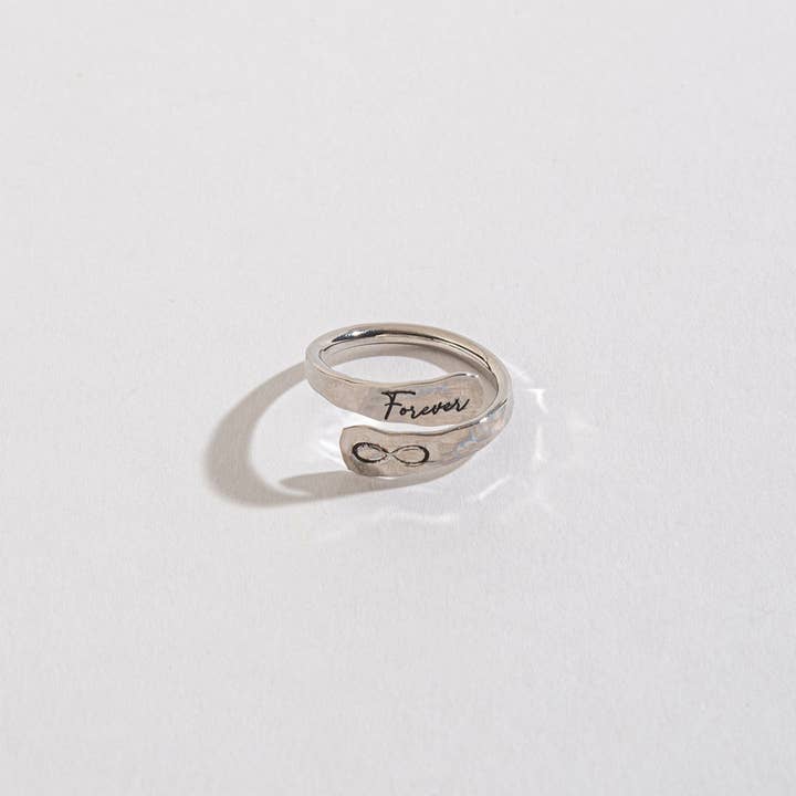 Adjustable Ring Engraved Forever + Infinity for wholesale by Howard's
