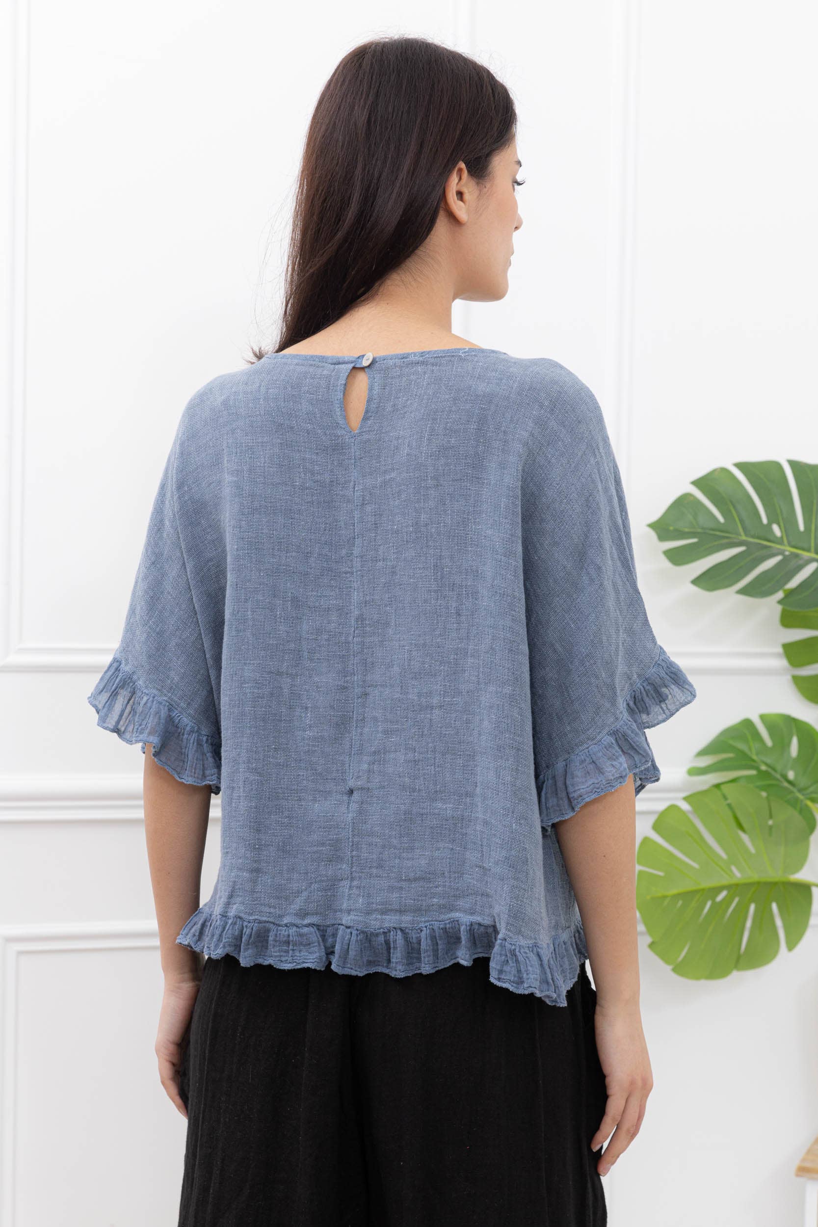 Happy look - Wholesale Blouse - Women's - Washed cotton top with ruffle detail14