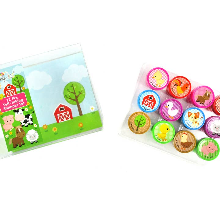 Tiny Mills - Wholesale Rubber/decorative stamp – Kids & baby - Farm Animals Barnyard Stamp Kit for Kids3