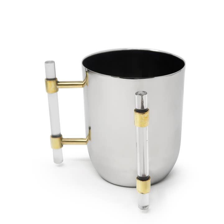 Vaso de lavado de acero inoxidable con asas acrílicas para venta al por mayor de CLASSIC TOUCH DECOR INC.