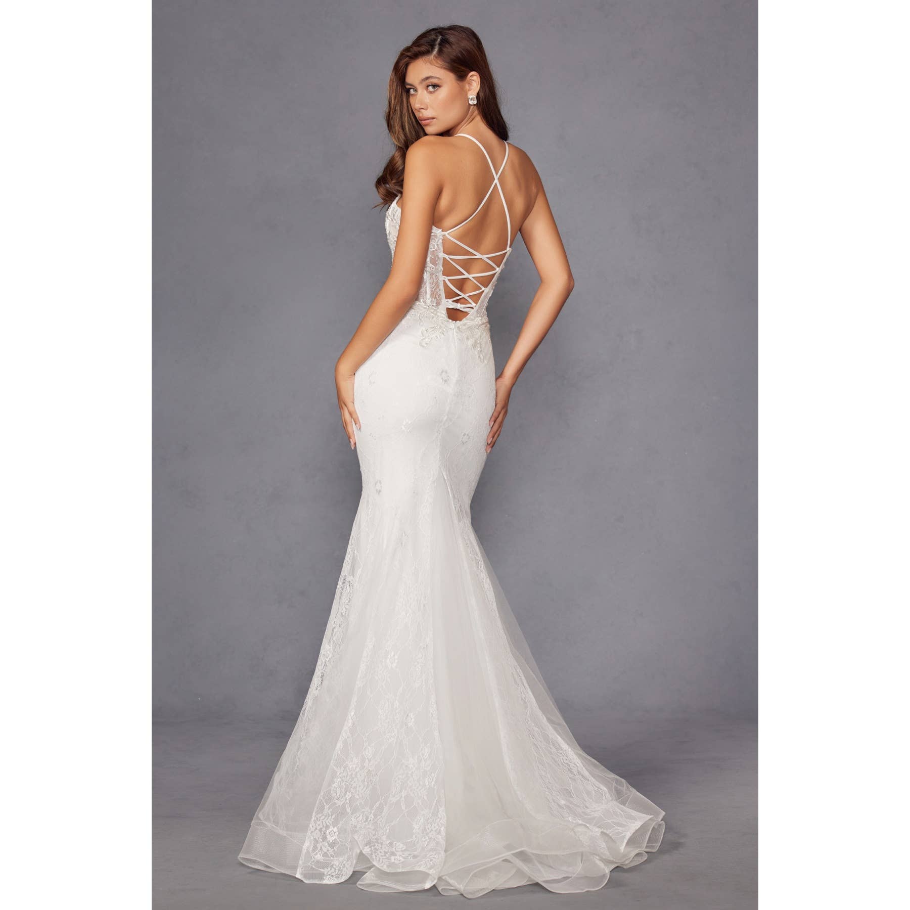 OFF WHITE EMBELLISHED LACE MERMAID WEDDING DRESS  for wholesale on Faire5