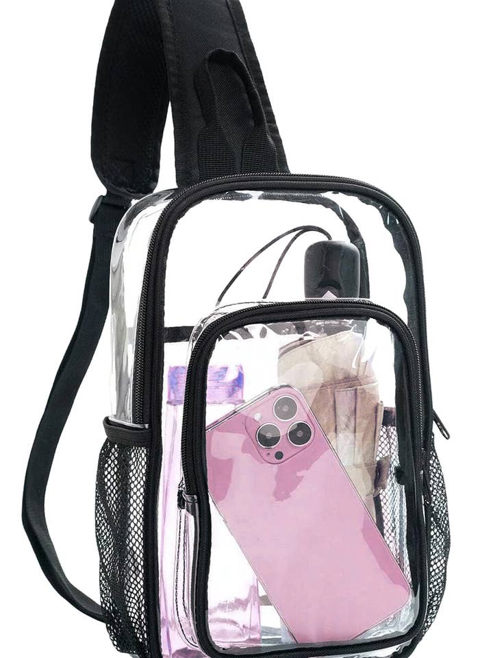 Large Transparent Clear Durable PVC Sling Bag for wholesale by Cap Zone