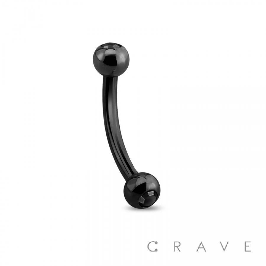 CRAVE - Wholesale Single Earring - BLACK IP OVER 316L SS WITH GEM BALLS (KR)1