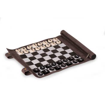 Bey-Berk Brown Leather Checkered Jewelry Box & Valet Tray Set