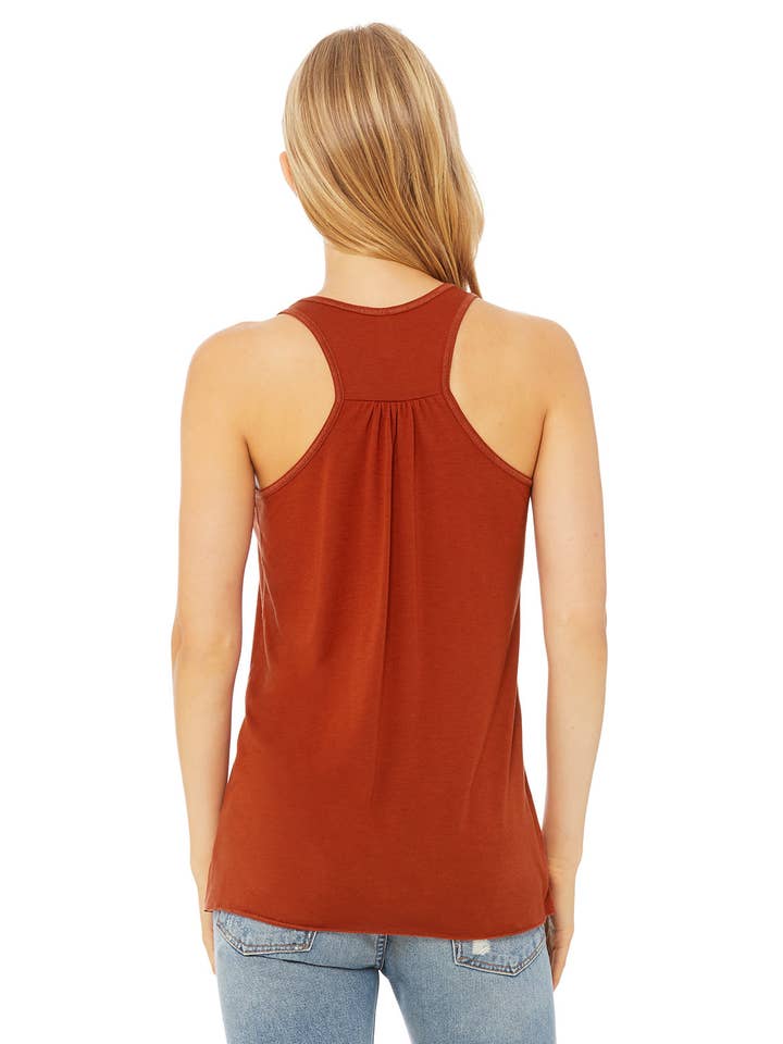 Mad Love Shop - Wholesale Tank Top - Women's - Rust Flowy Racerback Tank with Mushrooms Hand Screen Print4