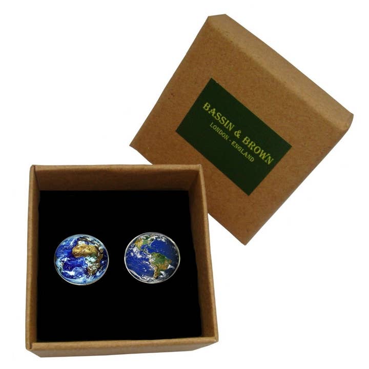 Bassin And Brown - Wholesale Cufflinks - Planet Earth Cufflinks - Blue.Green2