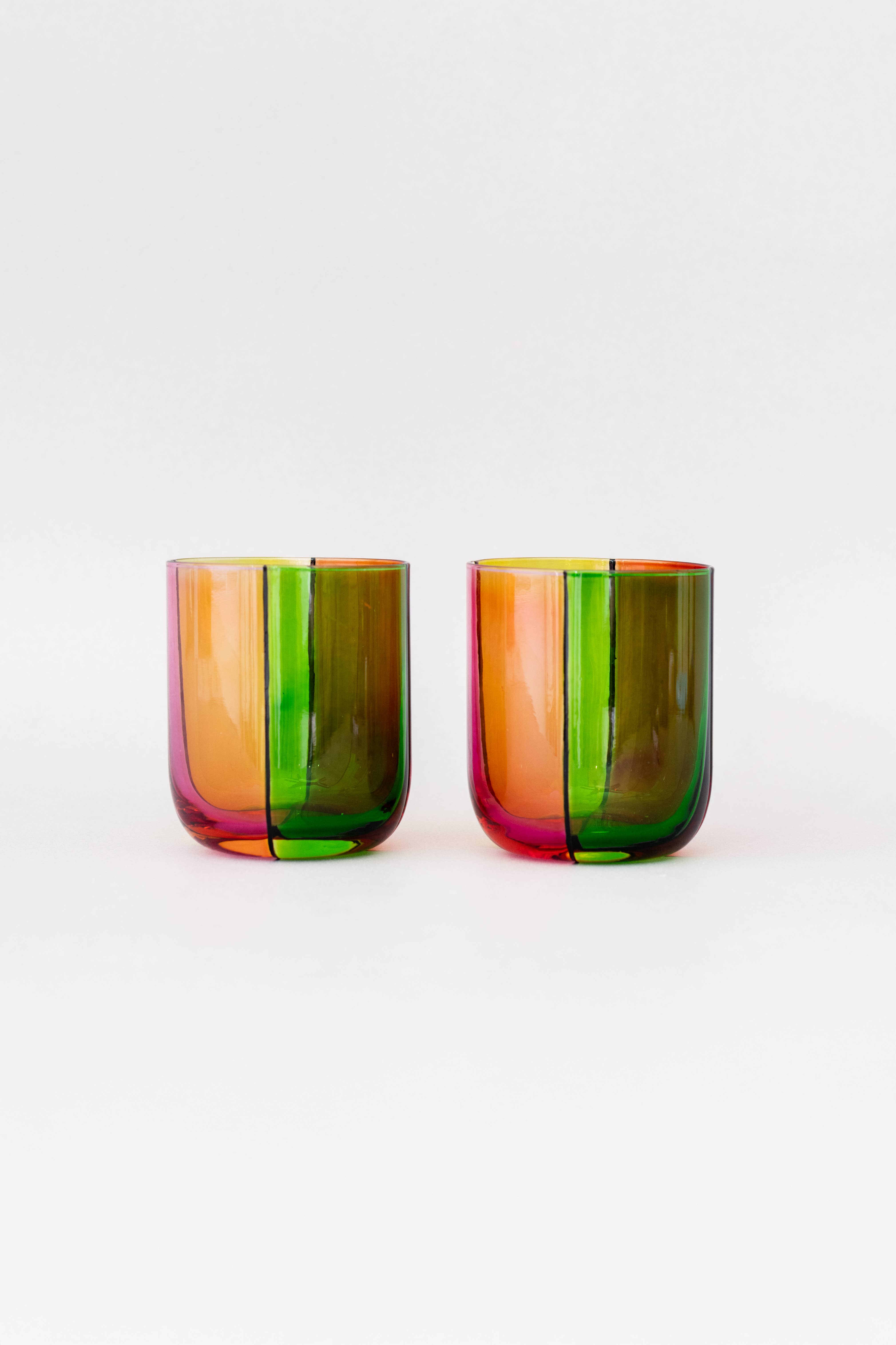 Ban.do - Wholesale Cocktail/Liquor Glass - Low Ball Glasses, Colorblock4