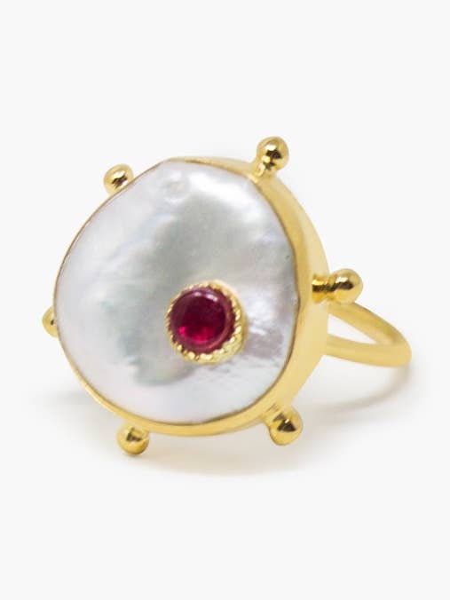 Rebel Rebel Pink Ruby Stacking Ring for wholesale by Vintouch Jewels