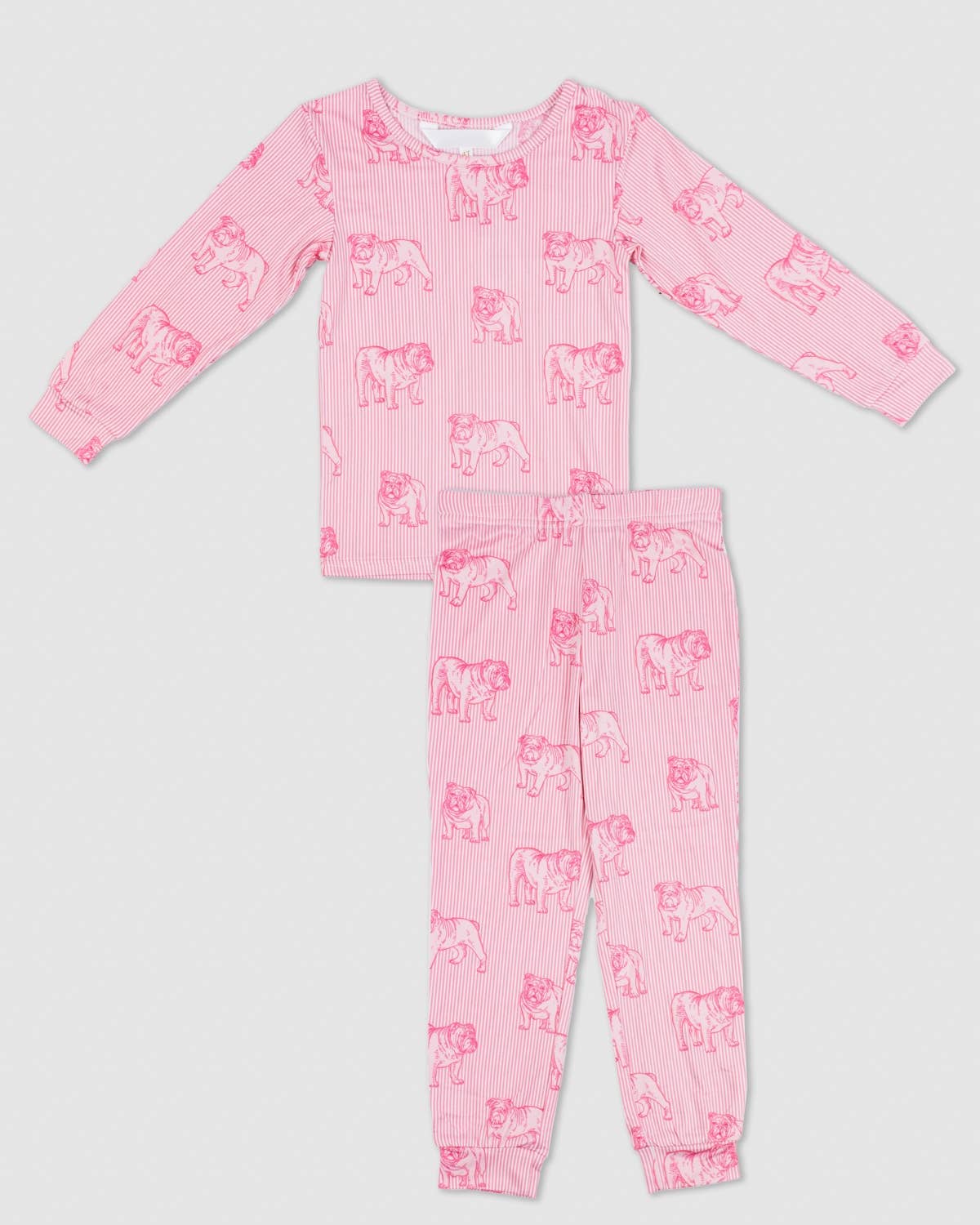 The Royal Standard - Wholesale Sleepwear Set - Kids - Kid's Bulldog Stare Long Sleeve Pajamas   Pink/Light Pink   -Asst.3