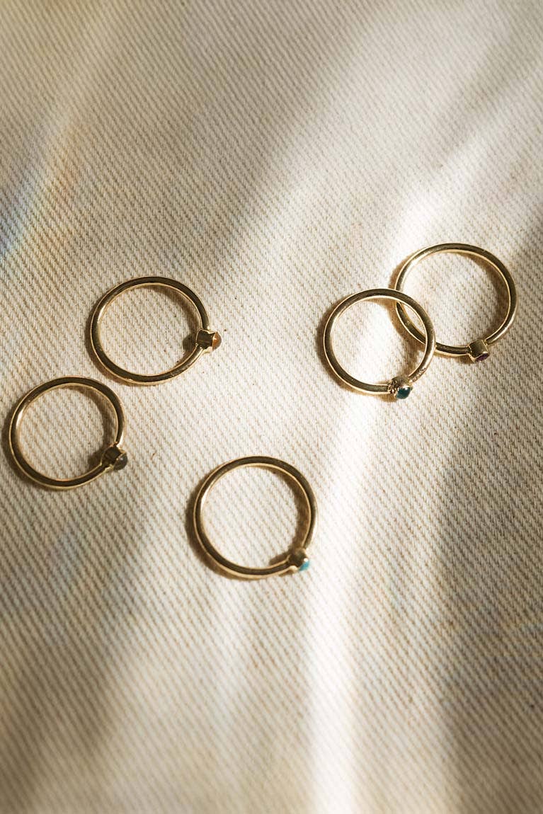 Matr Boomie Fair Trade - Wholesale Band/Stacked Ring - Dhera Assorted Semi-Precious Stone Stacking Rings1