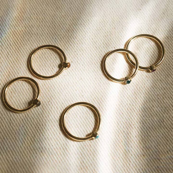 Matr Boomie Fair Trade - Wholesale Band/Stacked Ring - Dhera Assorted Semi-Precious Stone Stacking Rings1