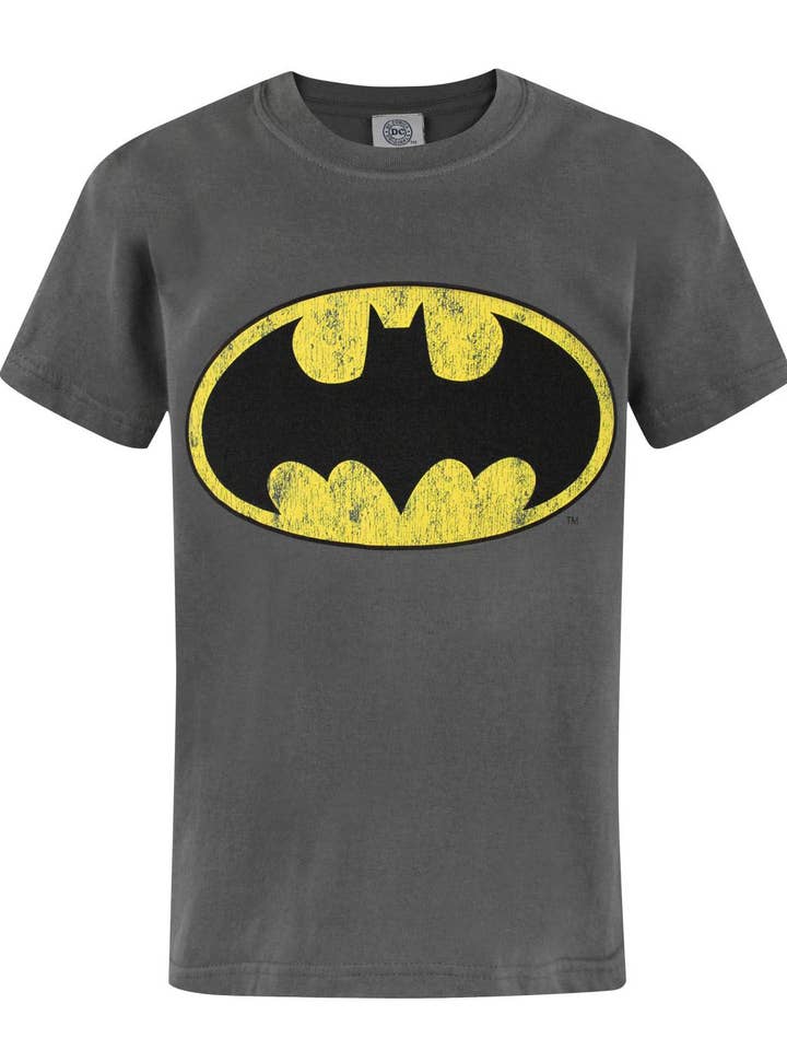 DC Comics Boys Grey Batman Short Sleeved T-Shirt for wholesale by Vanilla Underground