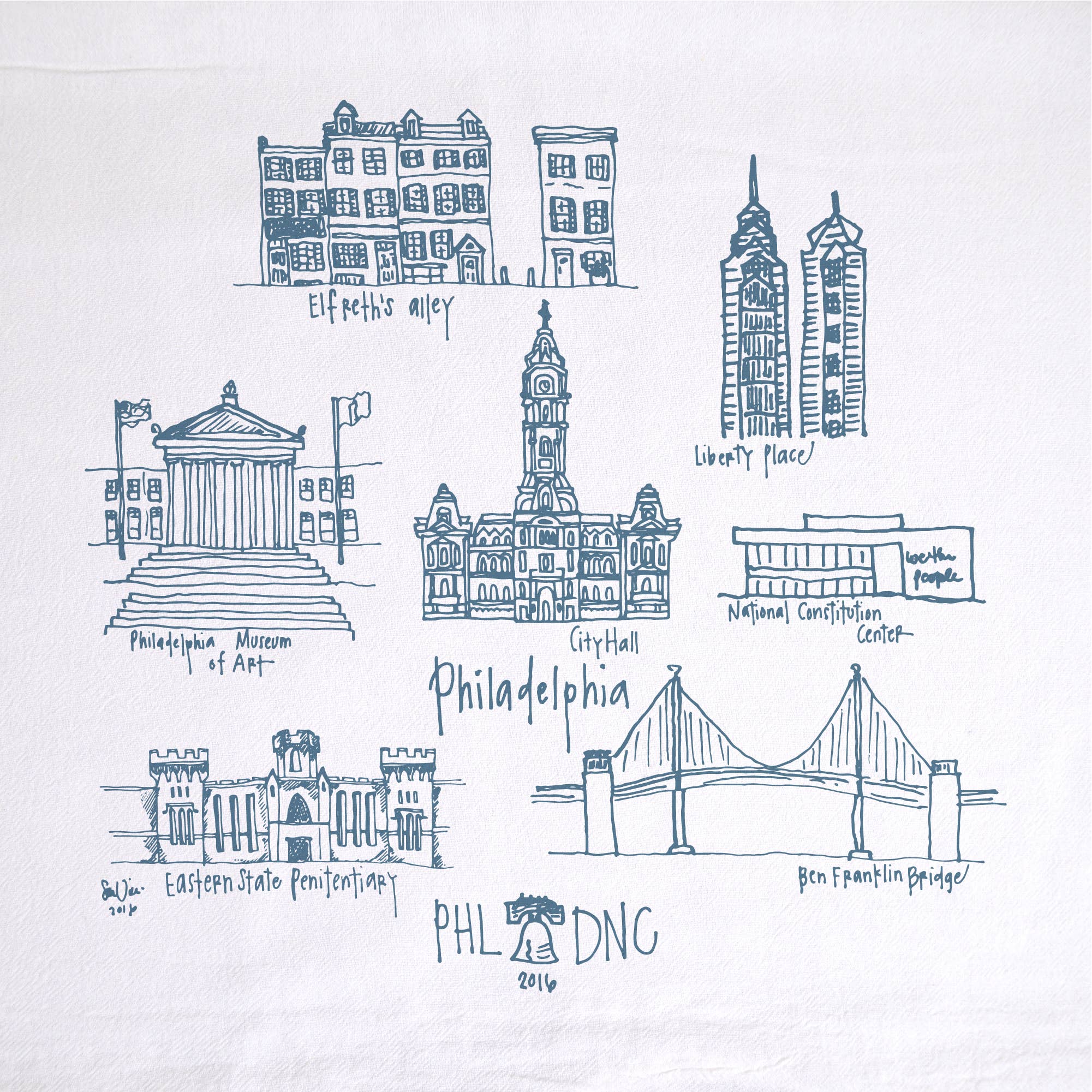 Girls Can Tell - Wholesale Tea Towel - Philadelphia Landmarks Tea Towel | kitchen | flour sack1