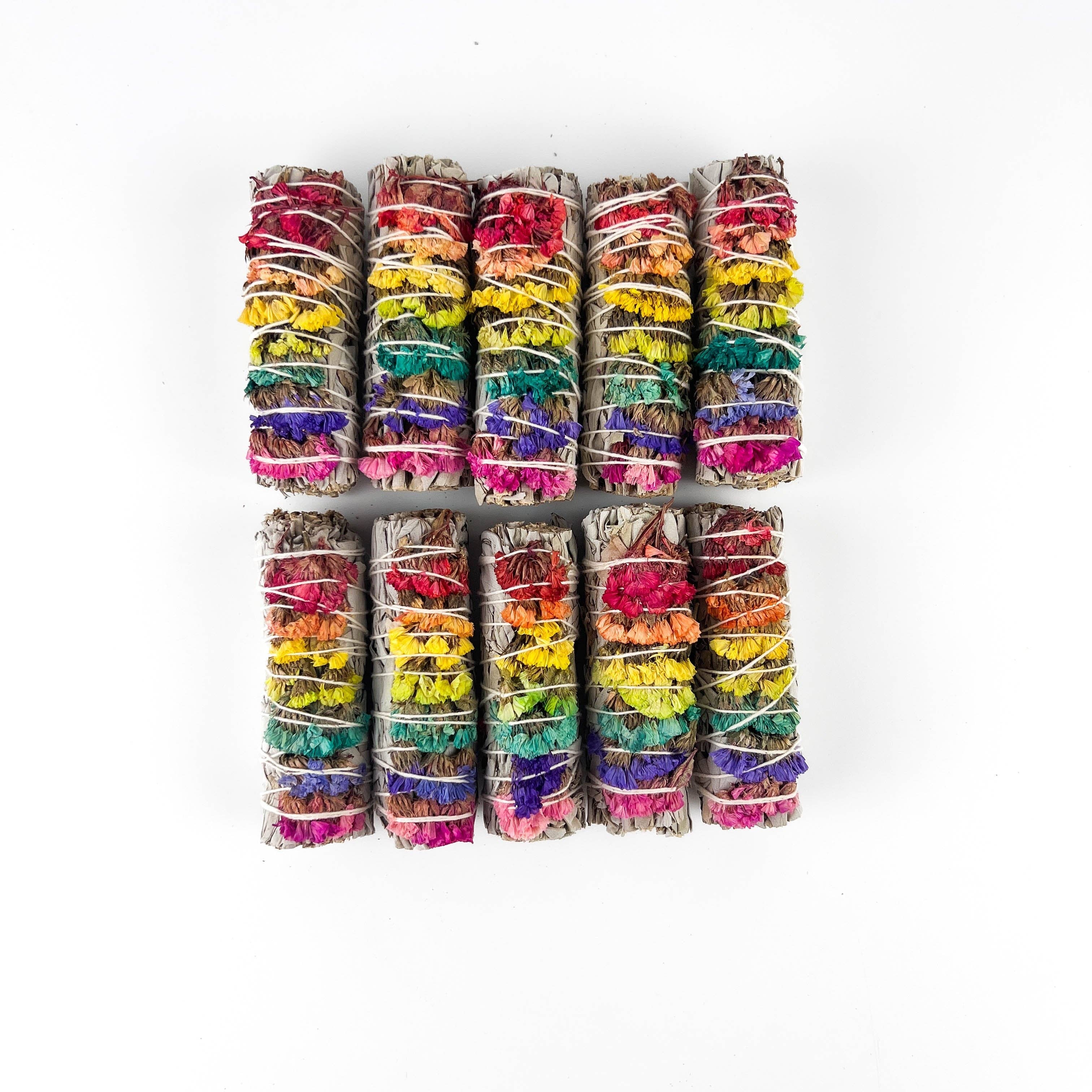 GREENROOTS USA LLC - Wholesale Sage Bundle - 7 Chakra Sinuata Flower White Sage 4" Organic Grown In Cali19