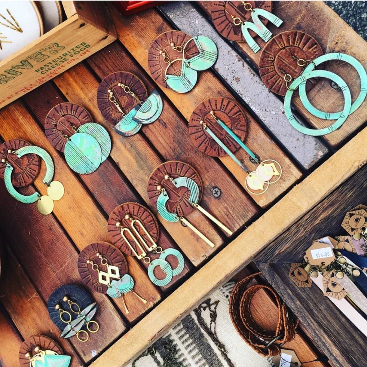 Permanent Baggage - Wholesale Dangle Earrings - Modern Geometric Rose Quartz Point & Brass Dangle Earring4